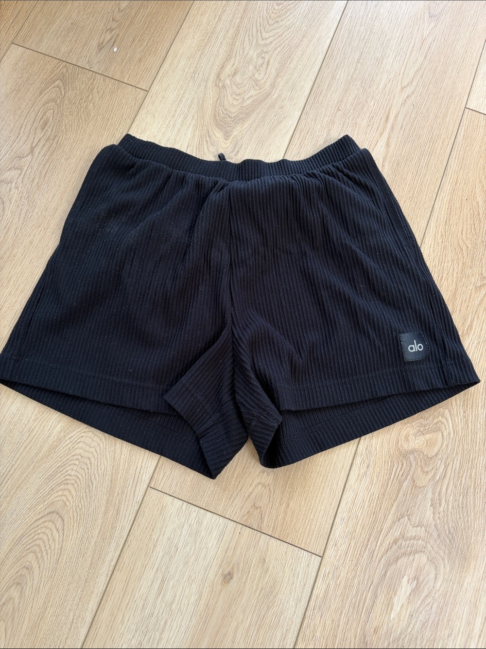ALO Yoga Black Ribbed Athletic Shorts